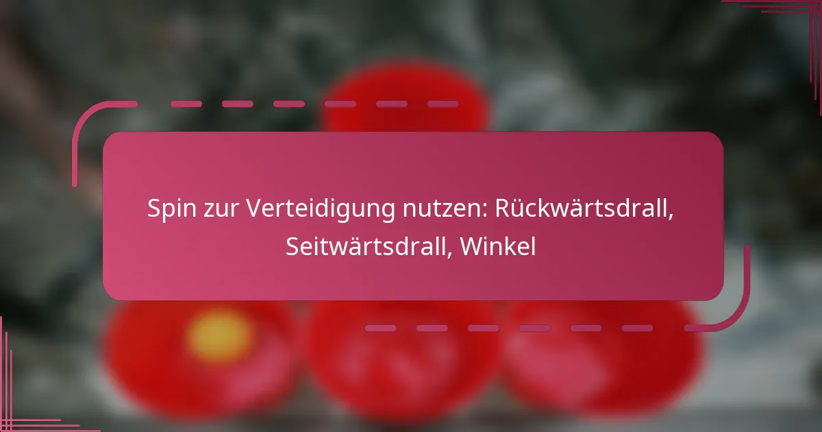 Spin zur Verteidigung nutzen: Rückwärtsdrall, Seitwärtsdrall, Winkel