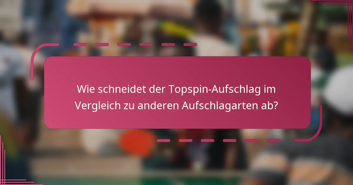 Wie schneidet der Topspin-Aufschlag im Vergleich zu anderen Aufschlagarten ab?